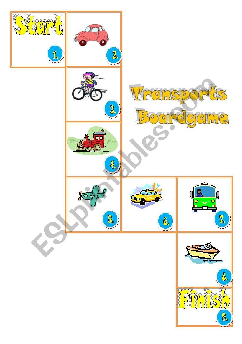 Transports Board-game and Bingo Cards