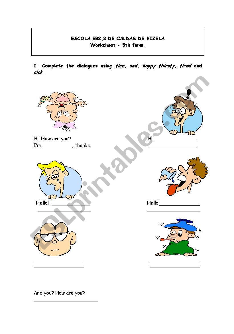 How are you? Feelings worksheet