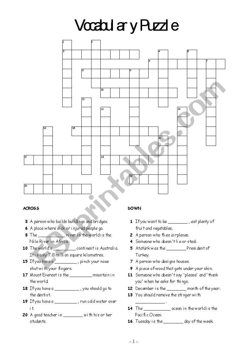 jobs puzzle and diary worksheet