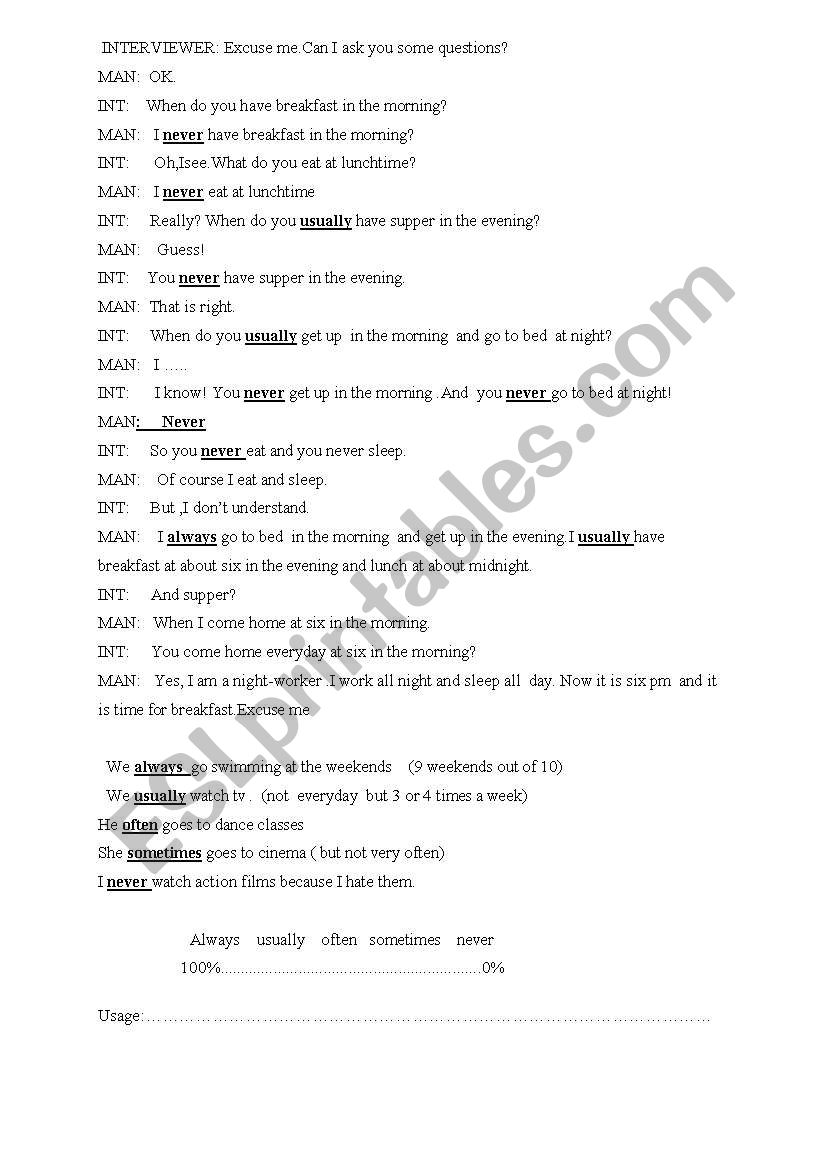 frequency adverbs drama script