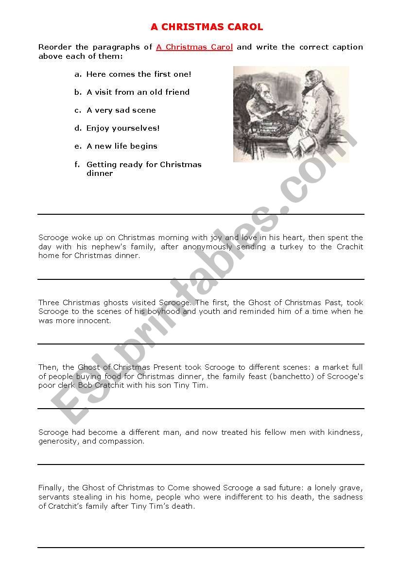 A Christmas carol worksheet