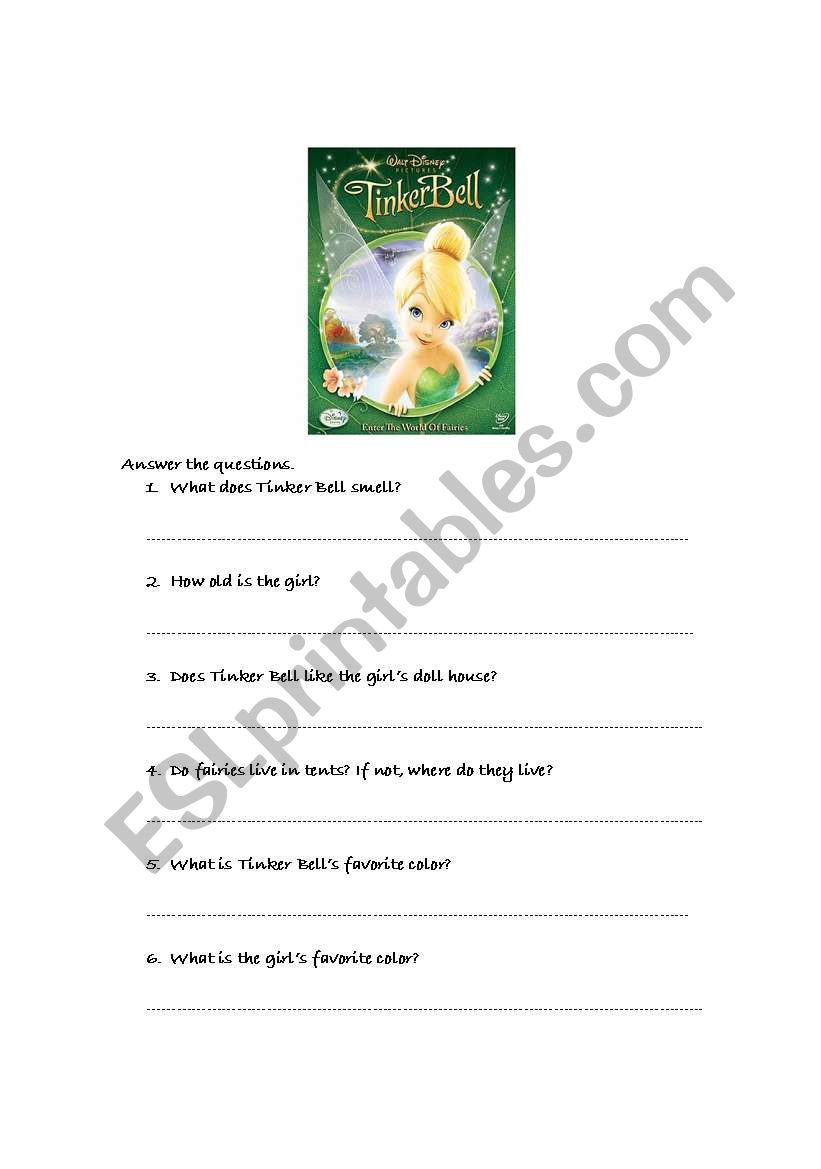 Tinker Bell worksheet