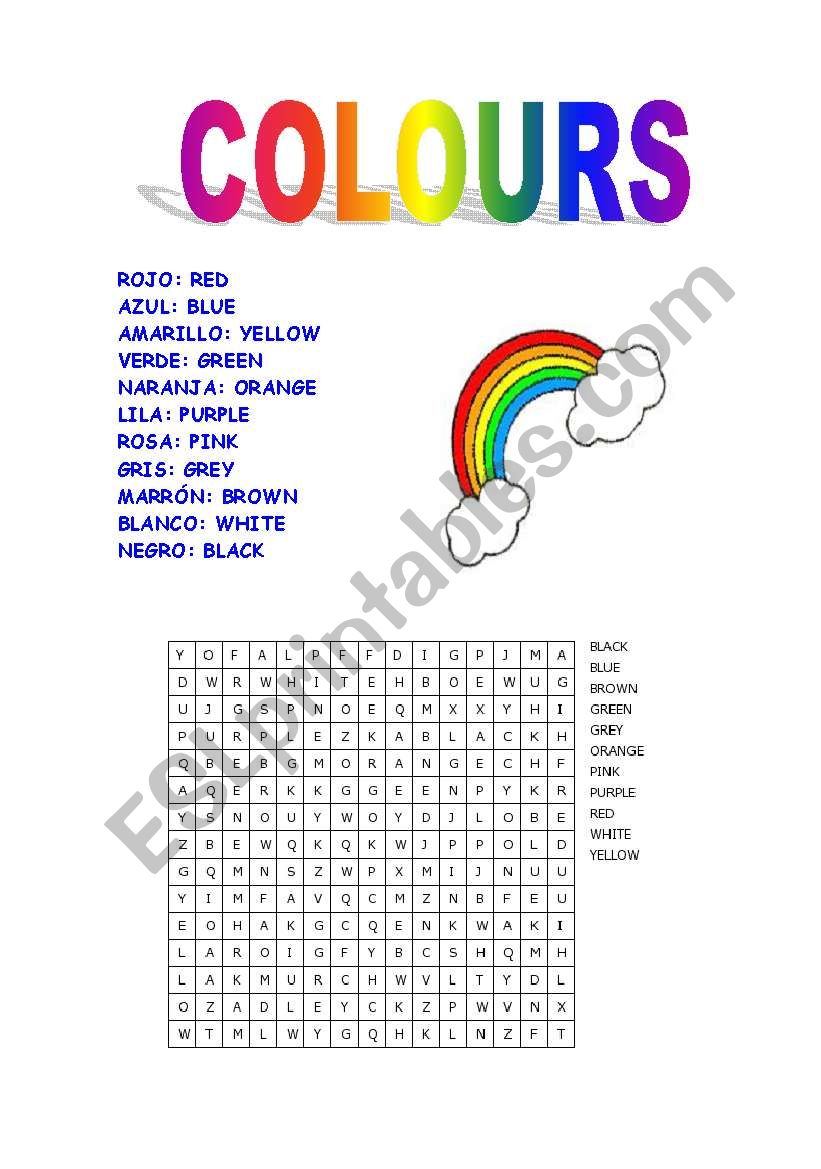 COLOUR  WORDSEARCH worksheet