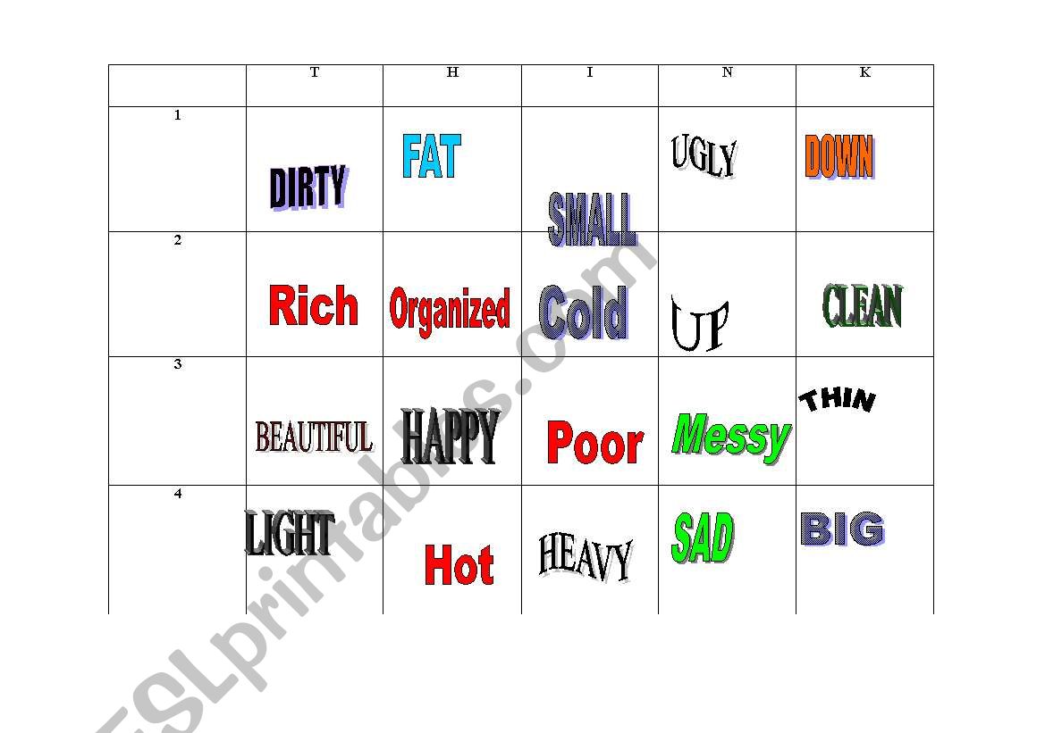 Memory Game on an OHP worksheet