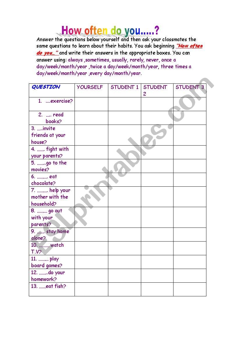Students_questionnaire worksheet