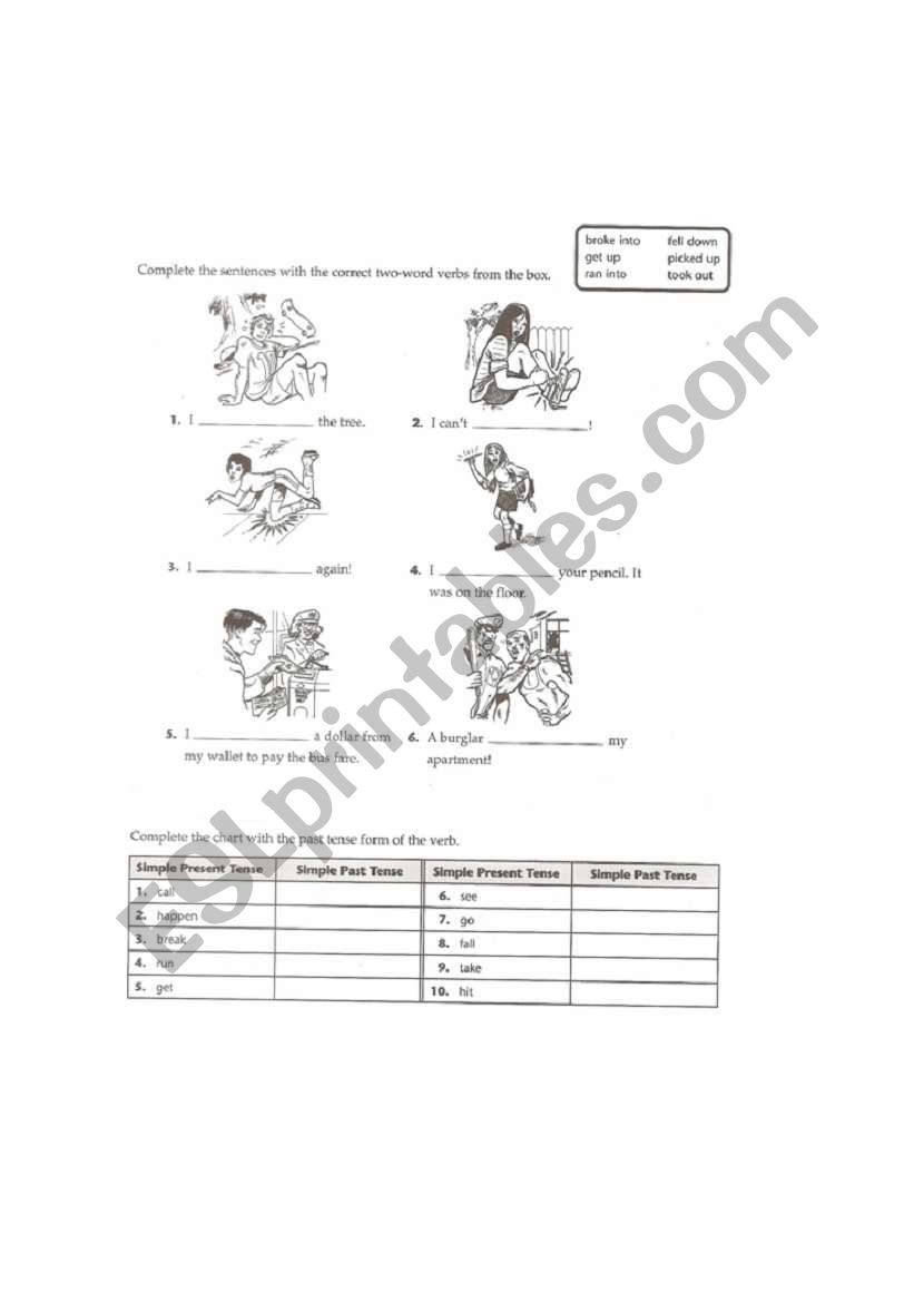 past tense worksheet