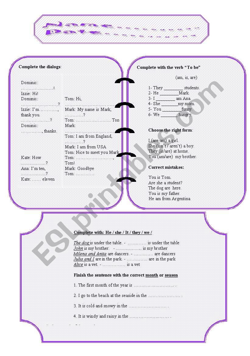 Assessment test worksheet