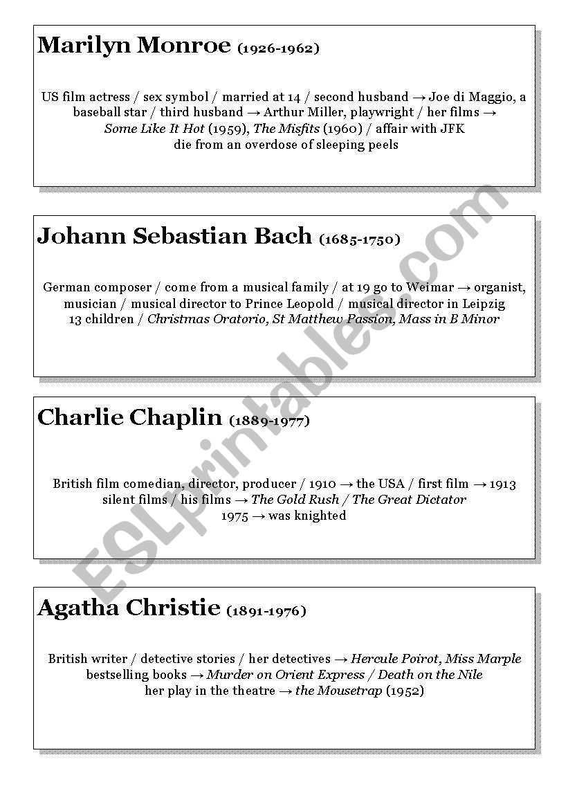 famous people worksheet