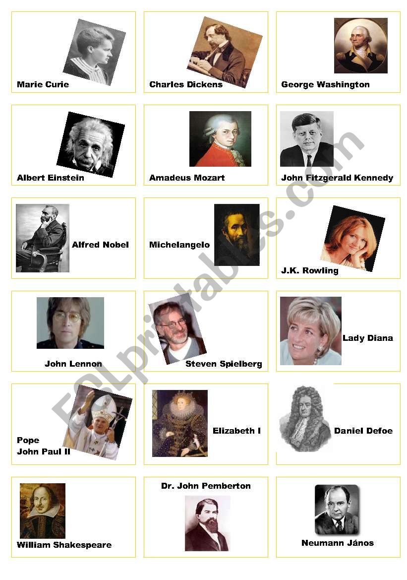 famous people worksheet