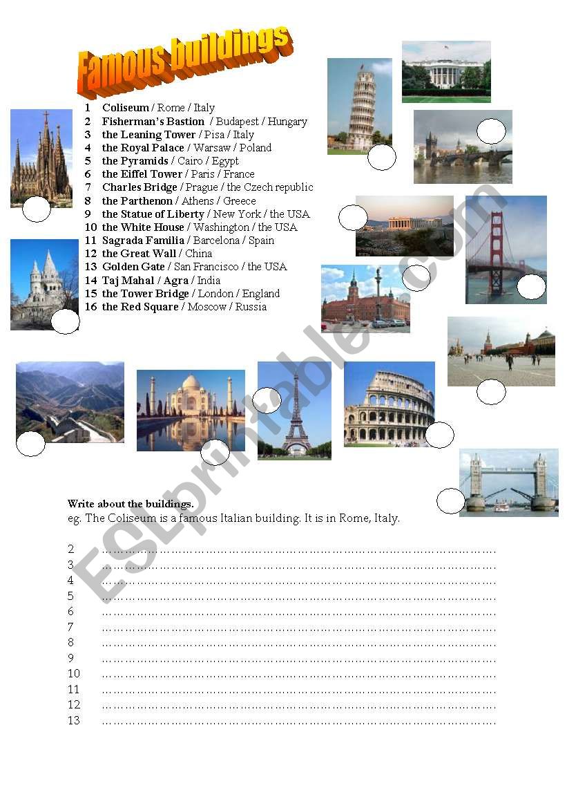 famous buildings worksheet