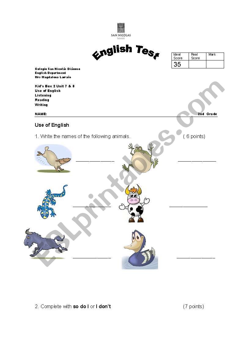 Test worksheet