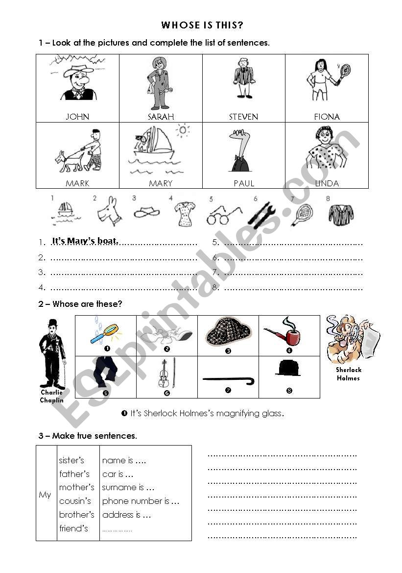 Possessive case worksheet