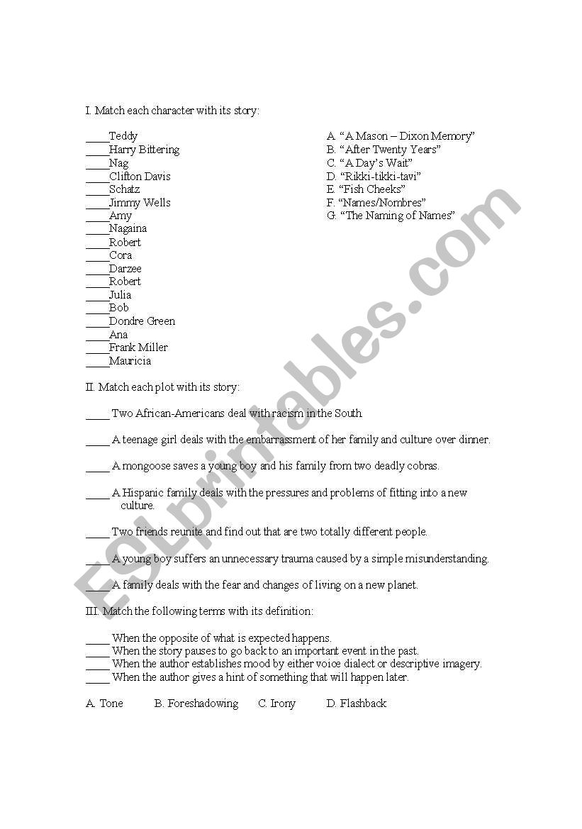 English Test worksheet