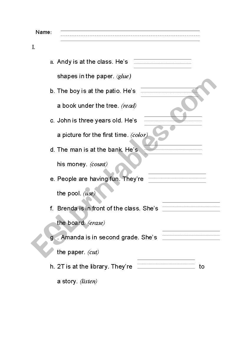 action verb worksheet