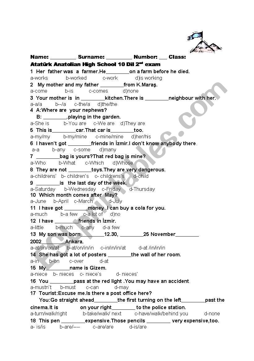 test worksheet