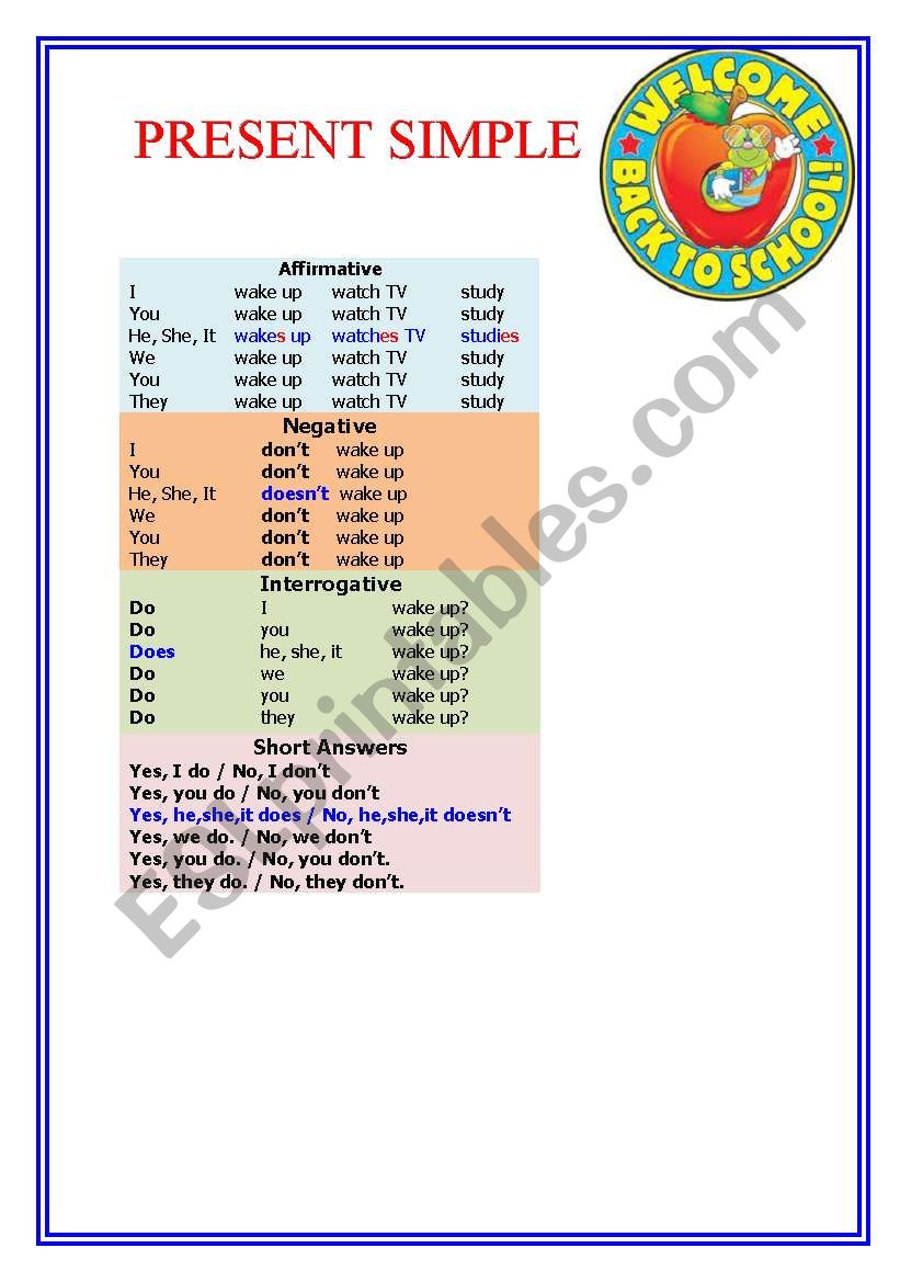 PRESENT SIMPLE worksheet