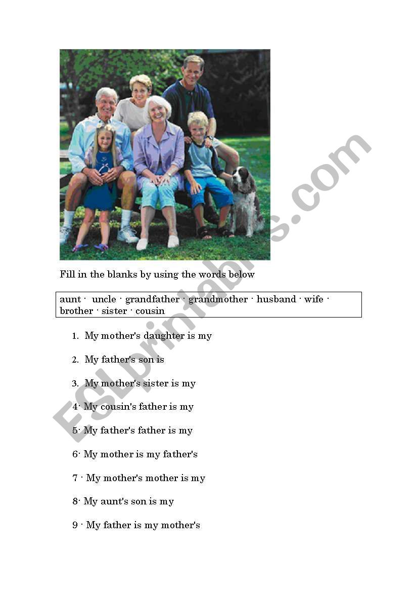 Family Members worksheet