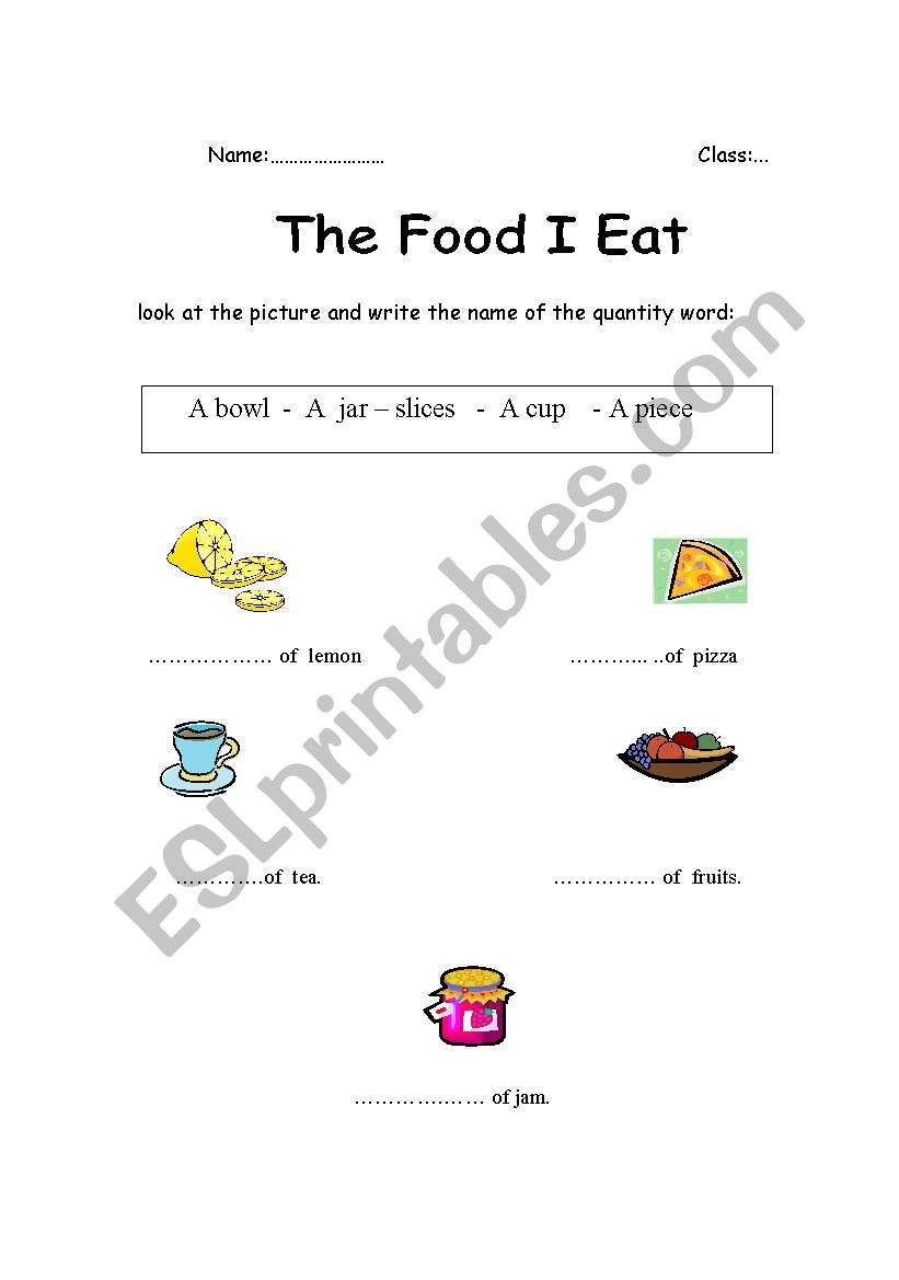 Food worksheet