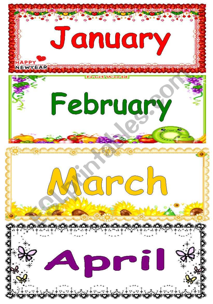 months of the year worksheet