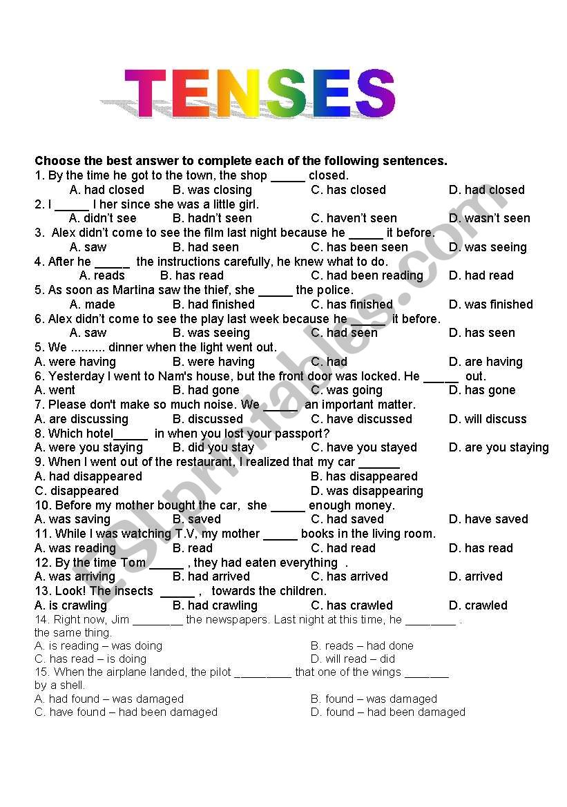 TENSES worksheet