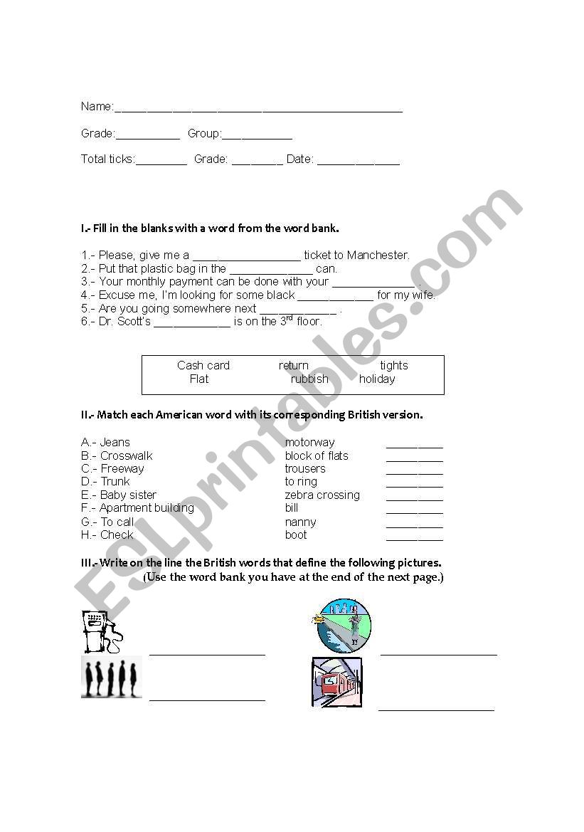 Ket Vocabulary worksheet