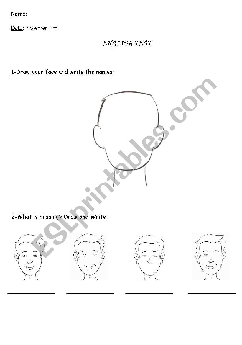 Parts of the body worksheet