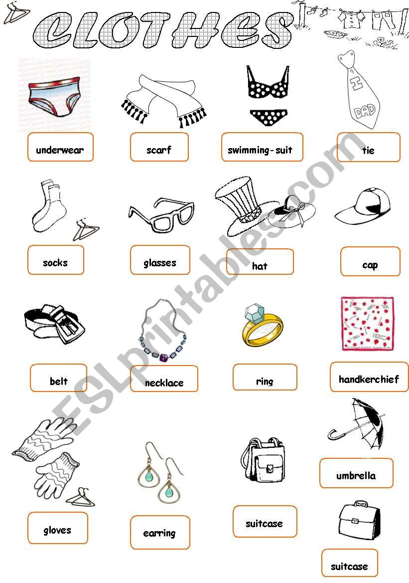 Clothes 1/1 worksheet