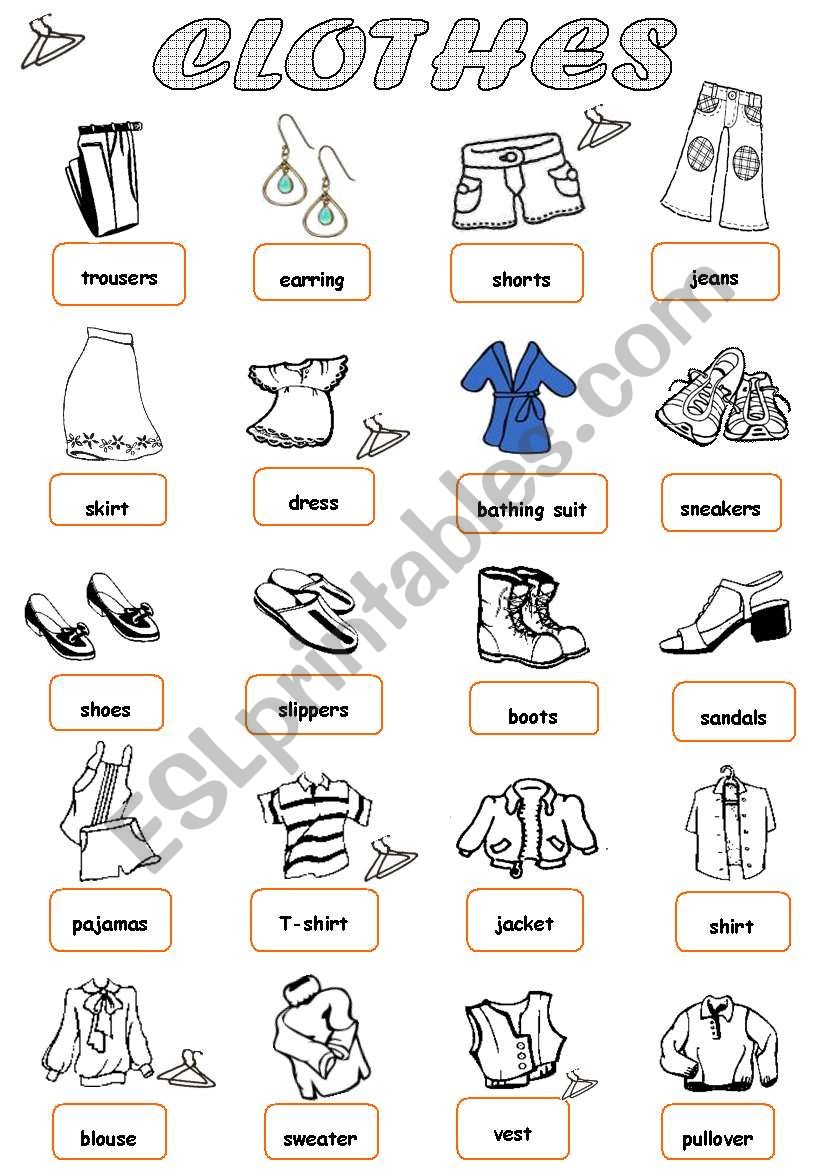 Clothes 1/2 worksheet