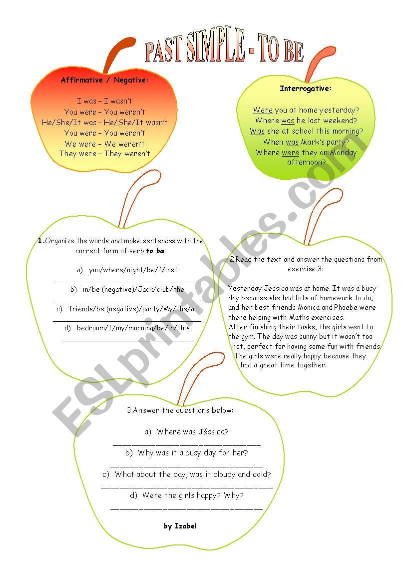 To Be - Past Simple worksheet