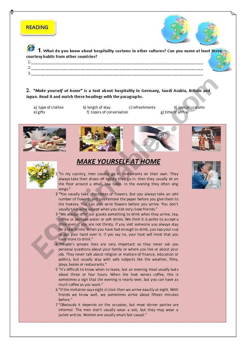 Traditions around the world worksheet