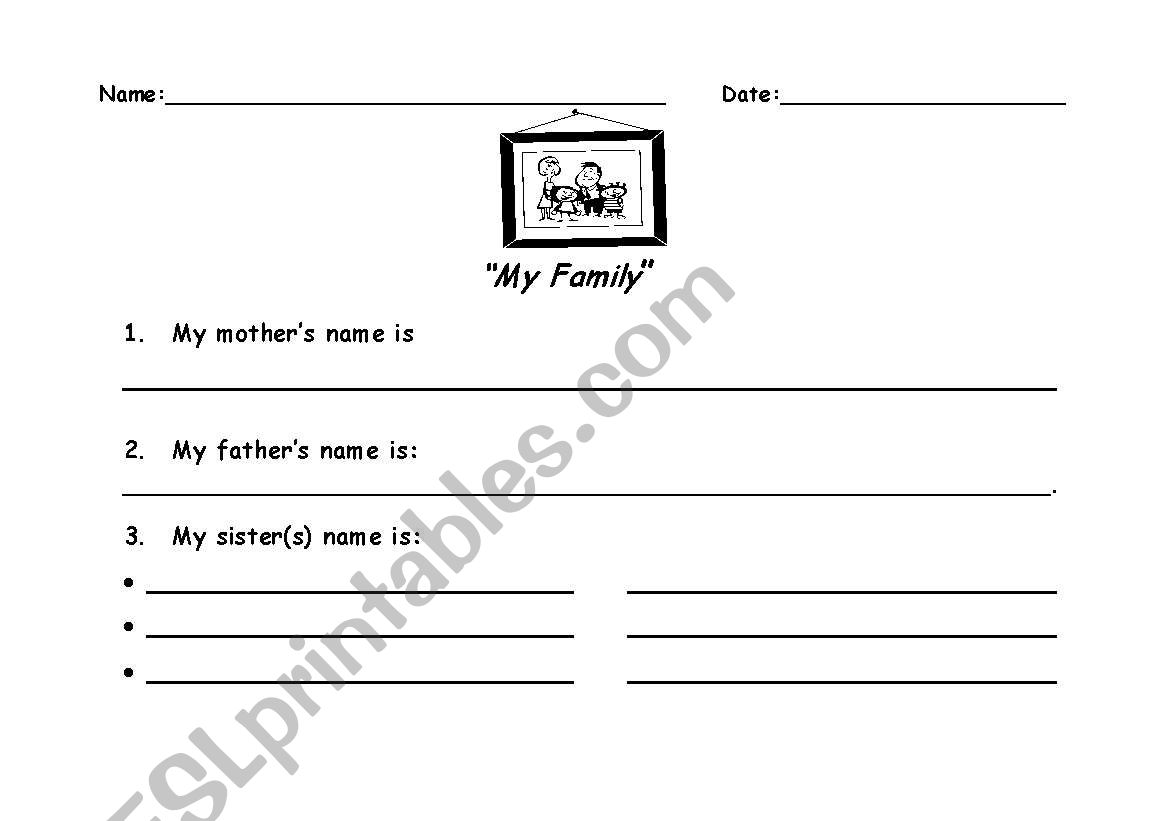 My Family worksheet