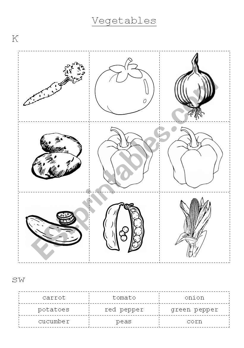 Vegetables worksheet