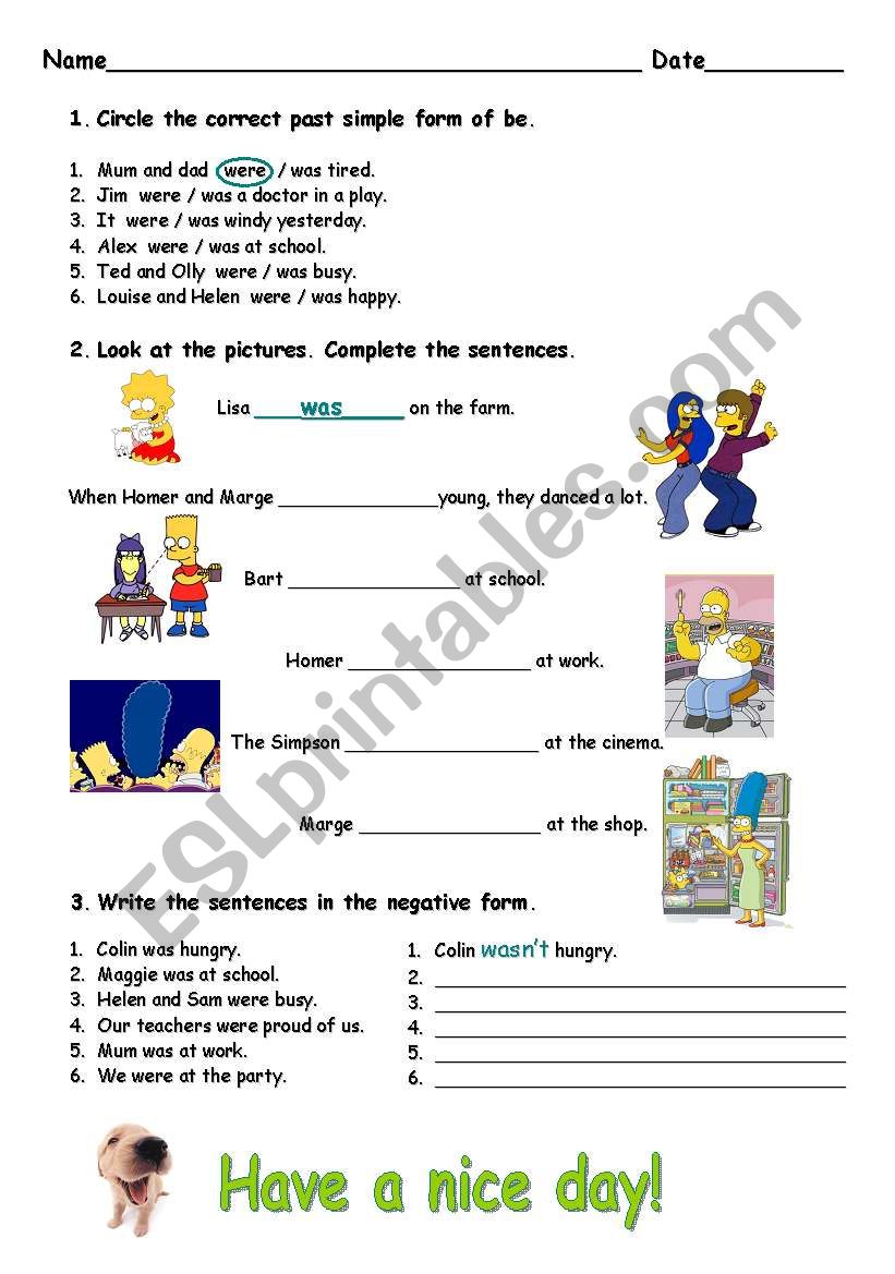 Past Simple (WAS/WERE) worksheet