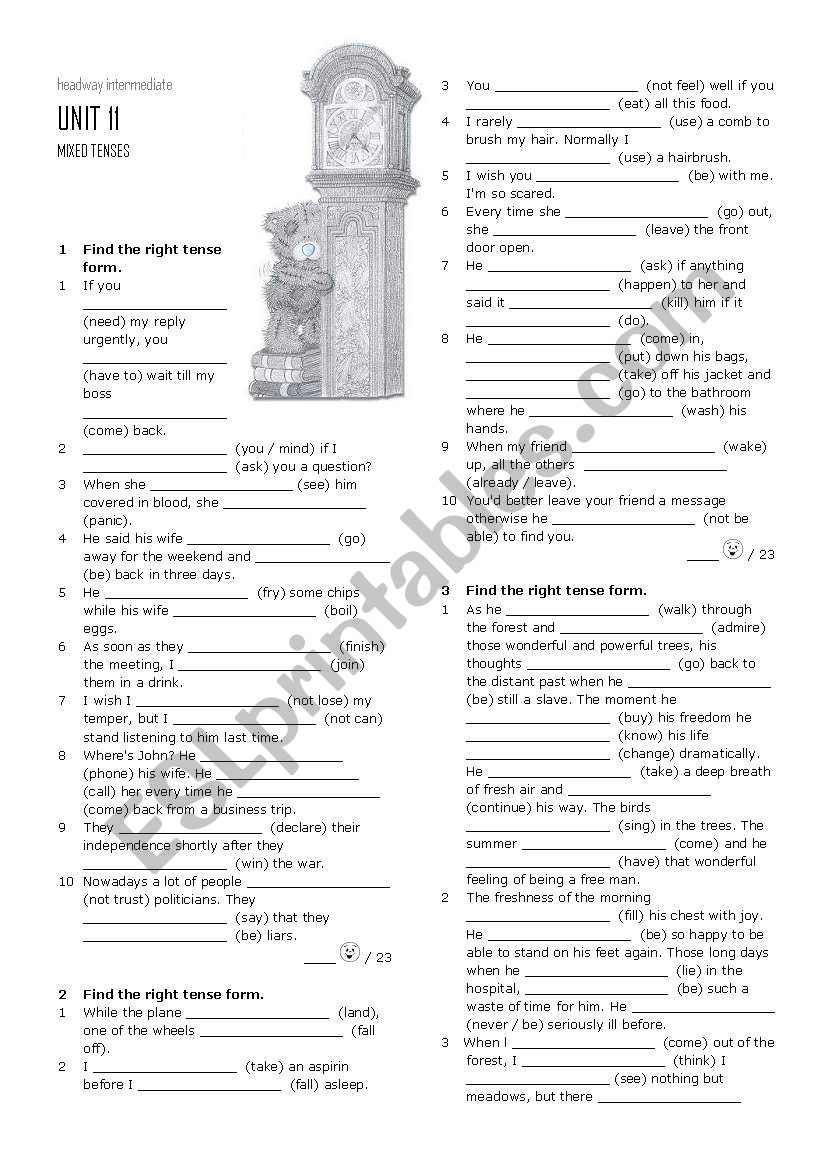 Mixed tenses worksheet