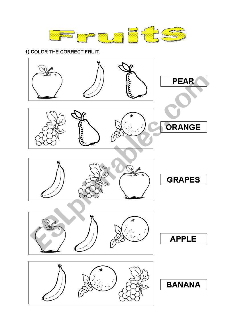 FRUITS worksheet