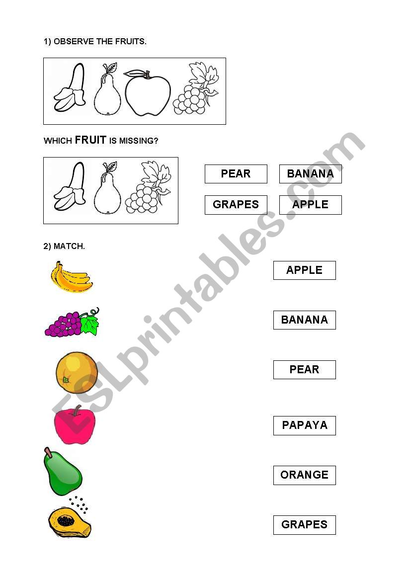 Fruits worksheet