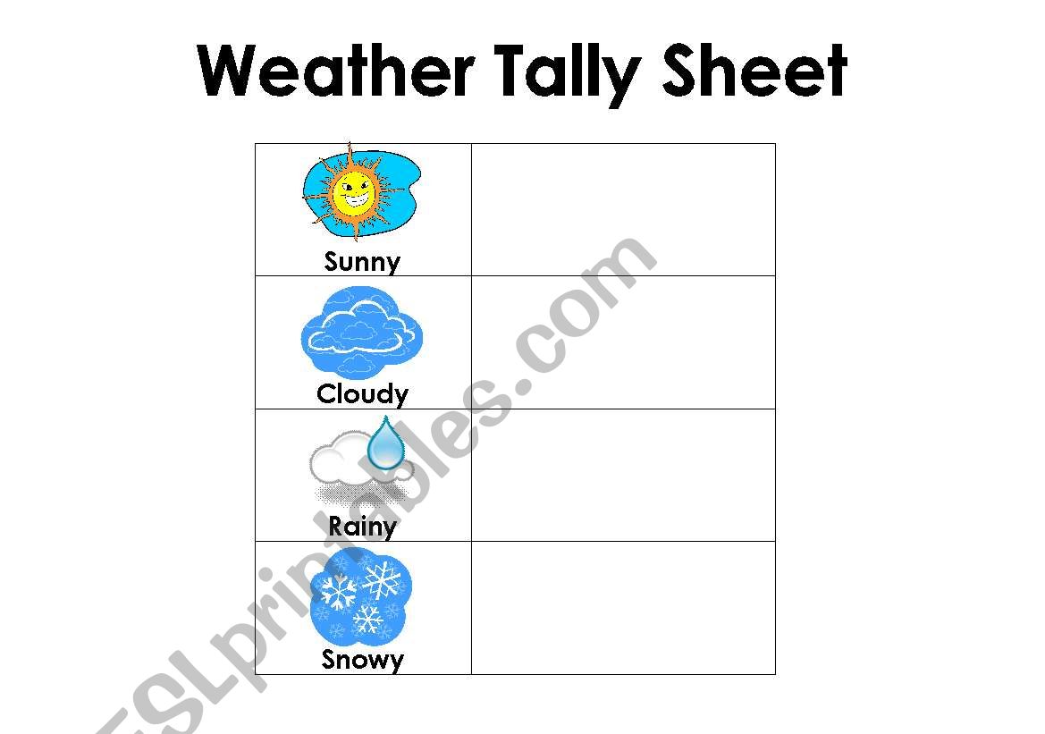 Weather Tally Sheet worksheet
