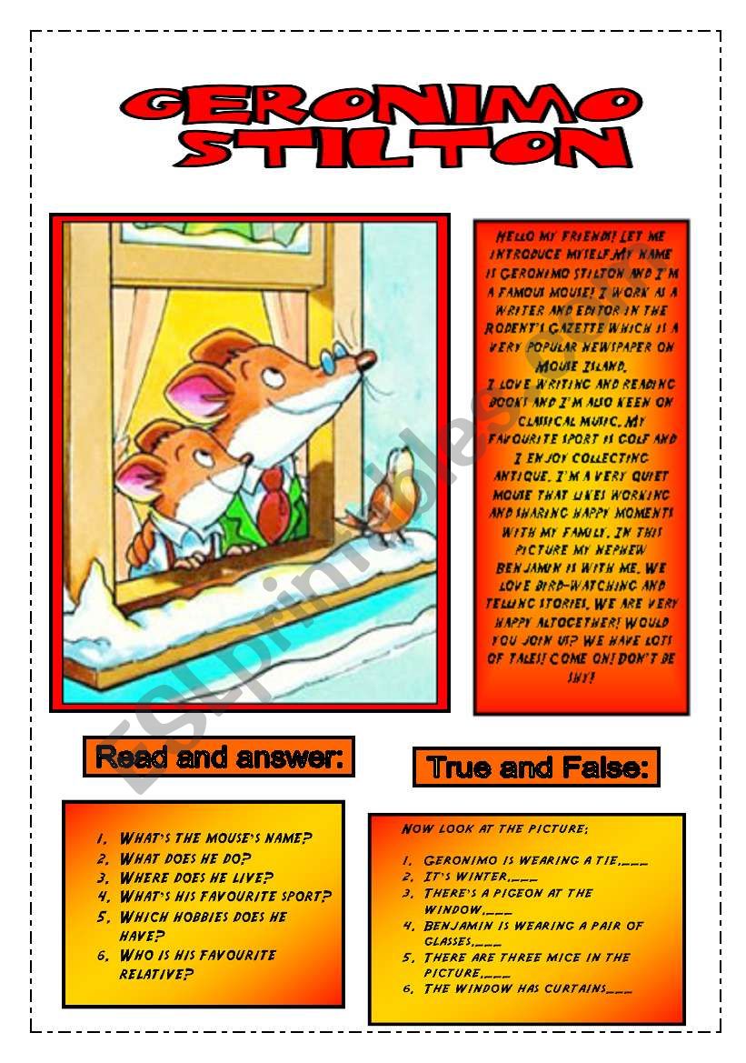 READING COMPREHENSION worksheet