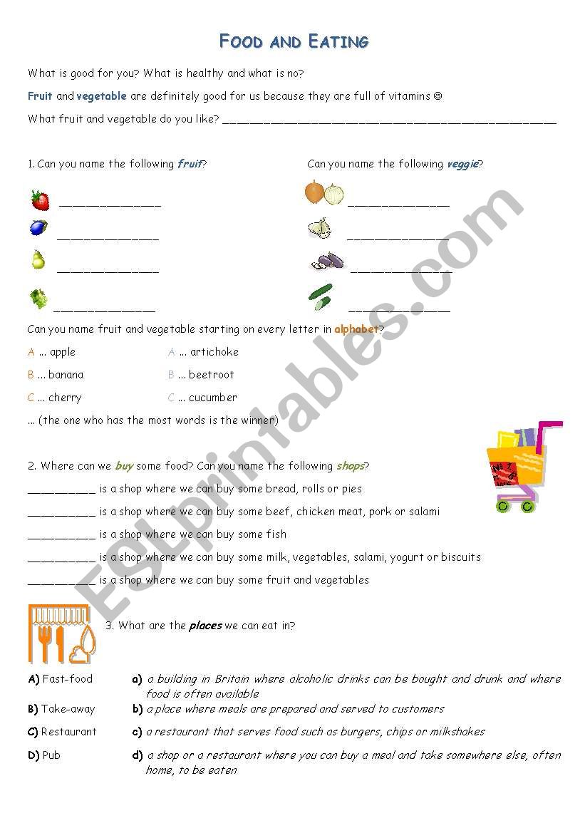 FOOD worksheet