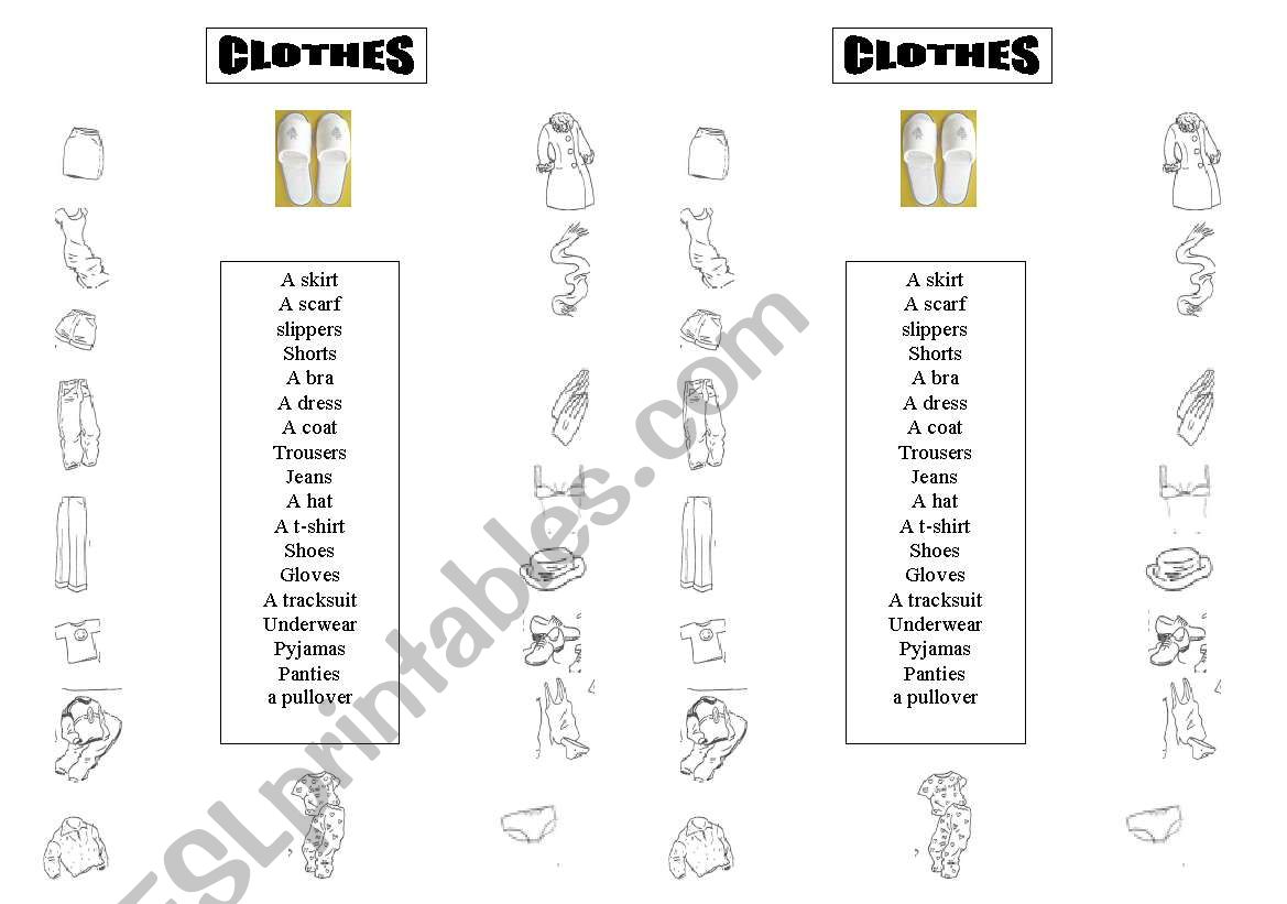 Clothes matching exercise worksheet