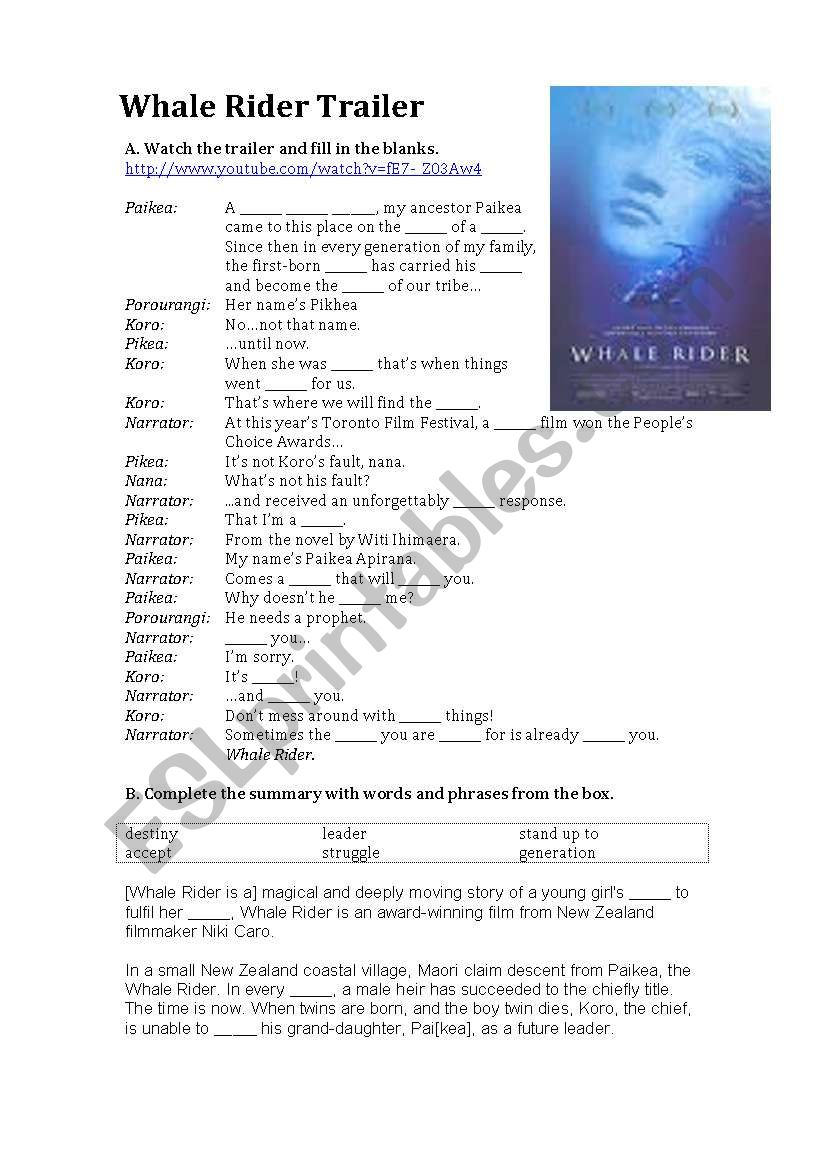 Whale Rider Trailer and Summary