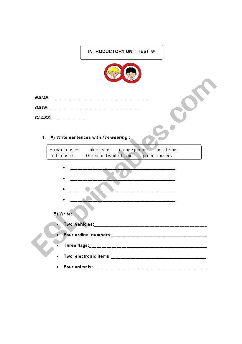 TEST worksheet