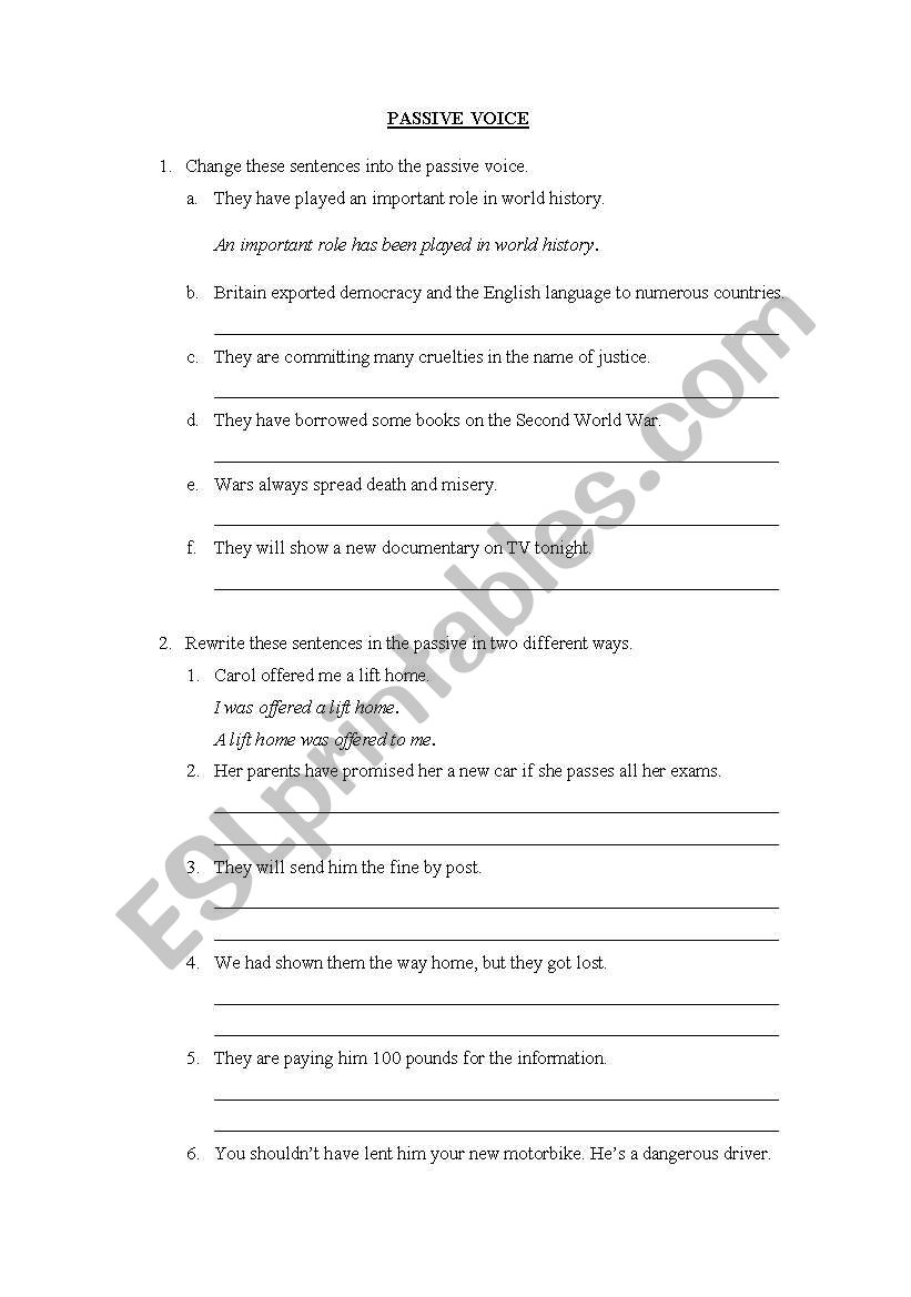 Passive voice worksheet