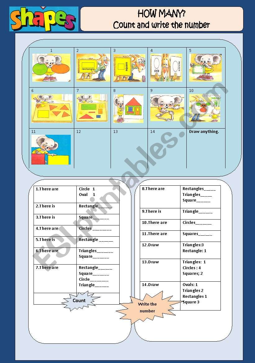 SHAPES( Count & write the number)
