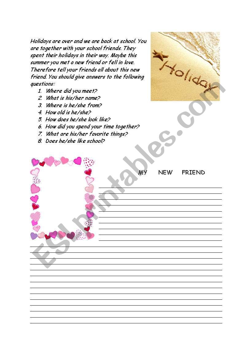 MY NEW FRIEND worksheet