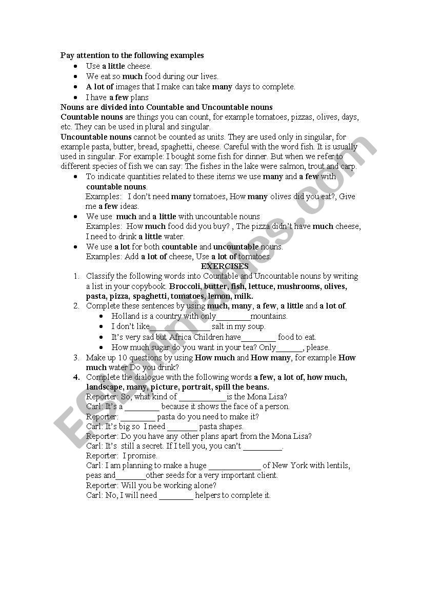 countable and uncountable nouns