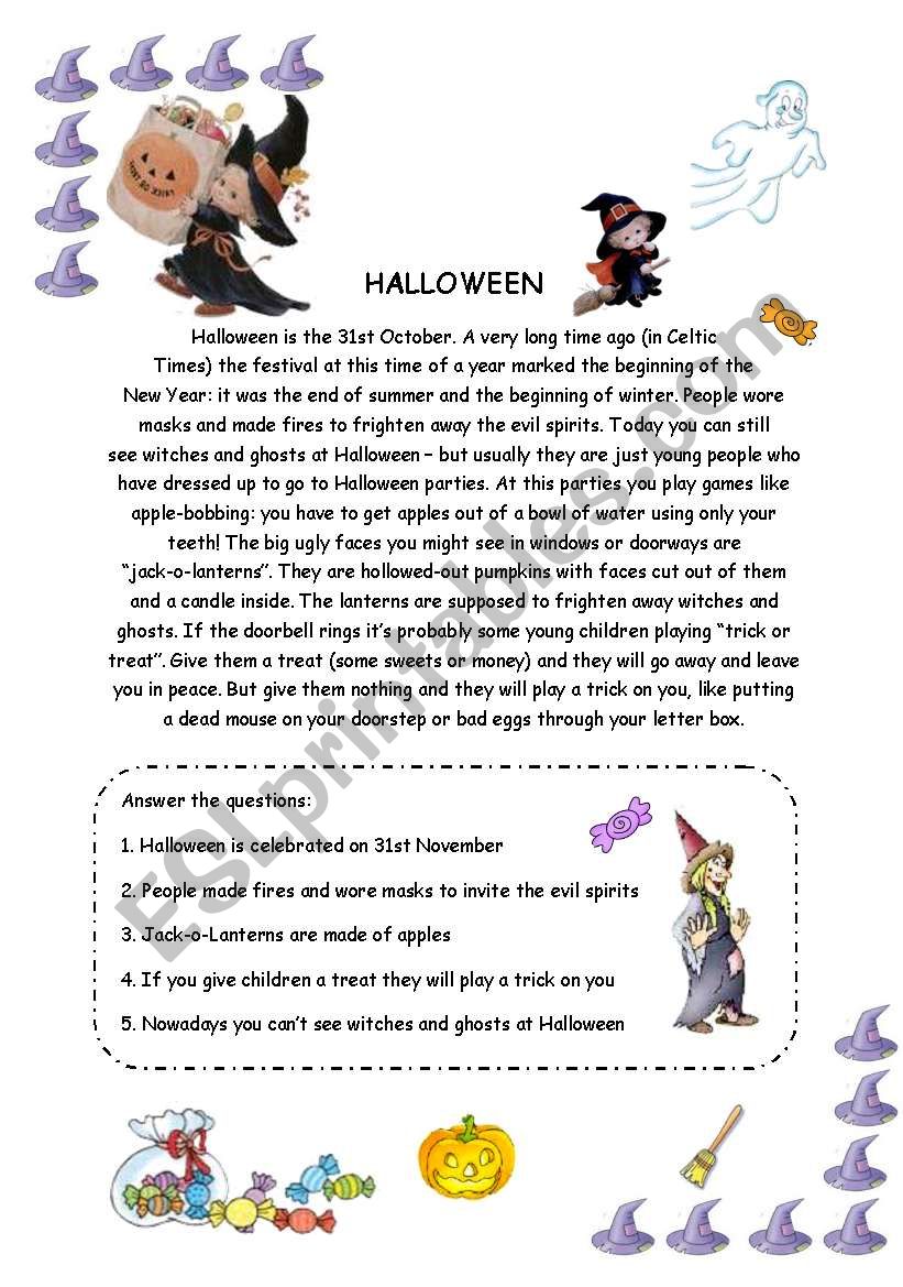 About Halloween worksheet