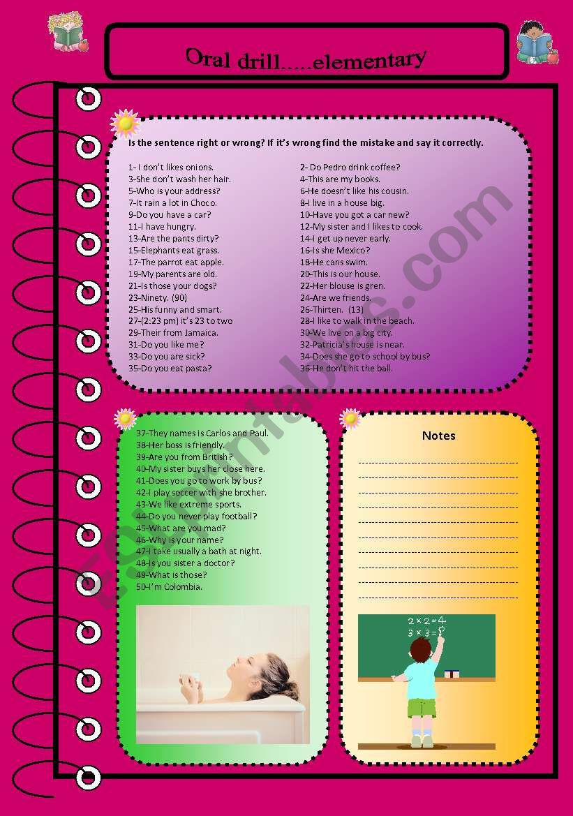 Oral drill  worksheet