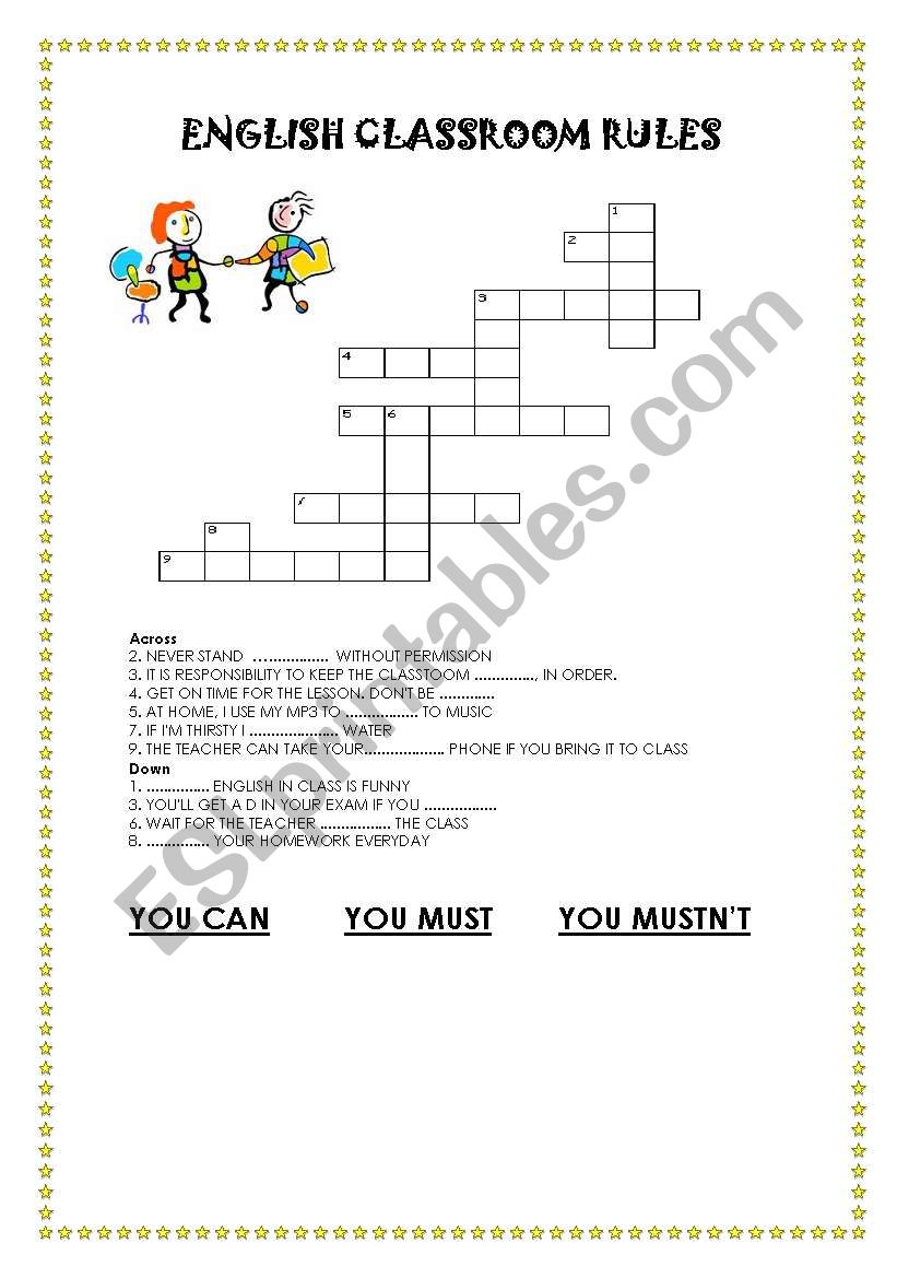 ENGLISH CLASSROOM RULES worksheet