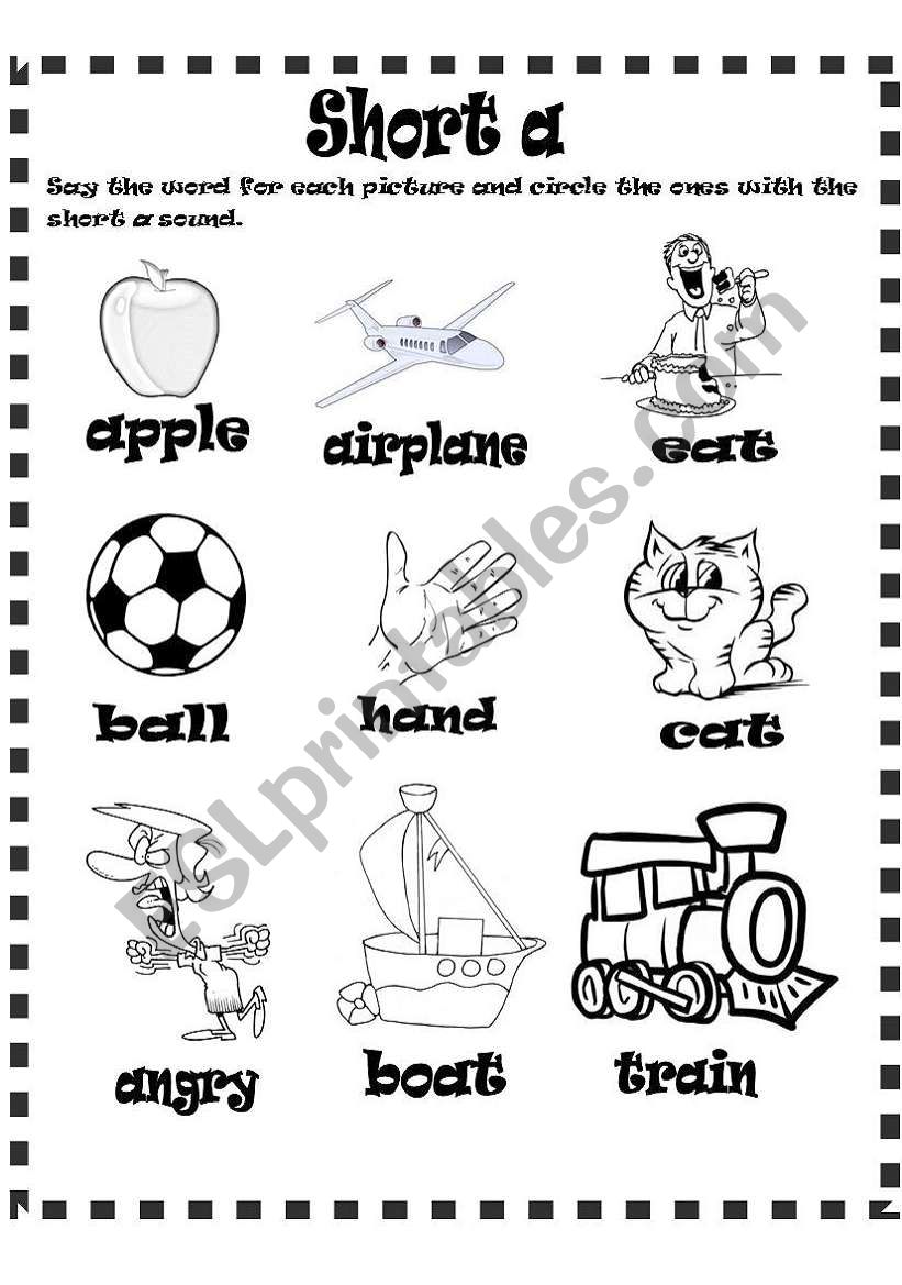 short a sound worksheet